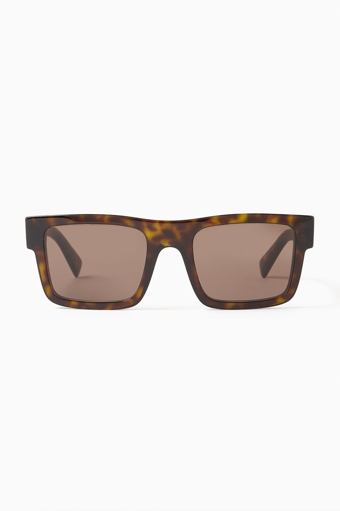 

Rectangle Tortoiseshell Sunglasses in Acetate, Brown