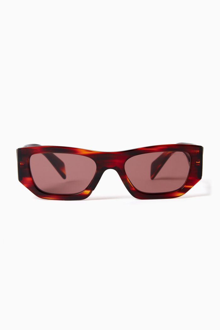 

Pillow Rectangle Sunglasses in Acetate, Red