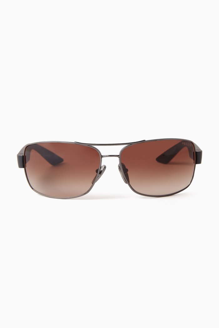 

Rectangle Sunglasses in Metal, Brown