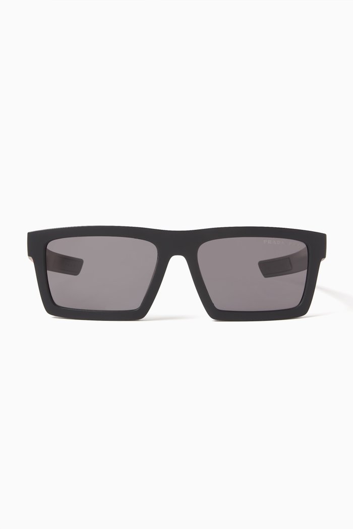 

Rectangular Matte Sunglasses, Black