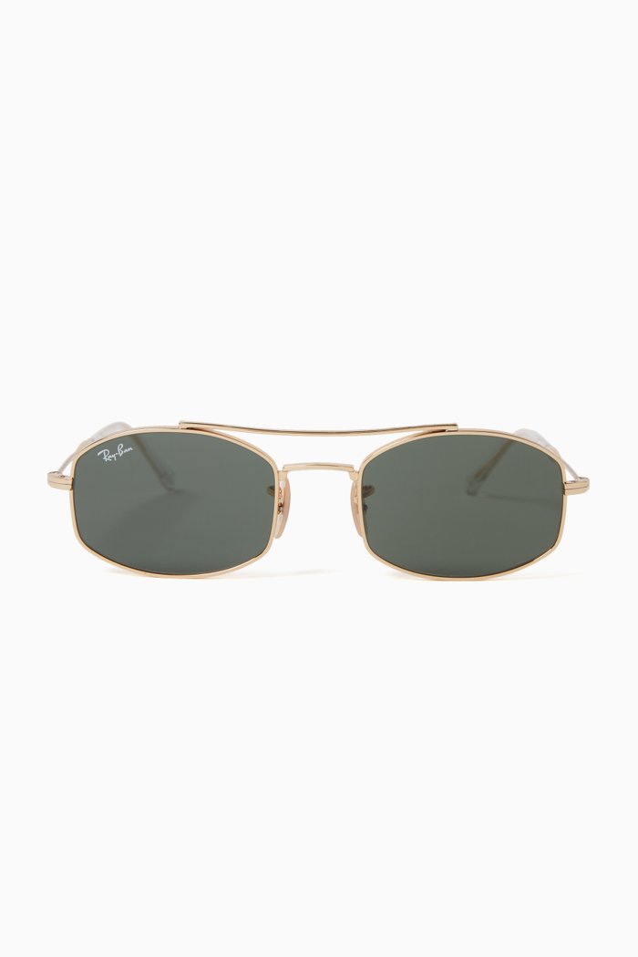 Oval Sunglasses in Metal, Gold
