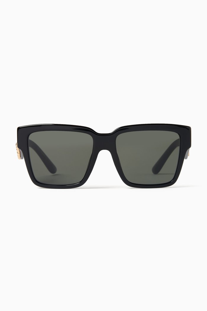 Oversized Square Sunglasses in Acetate, Black