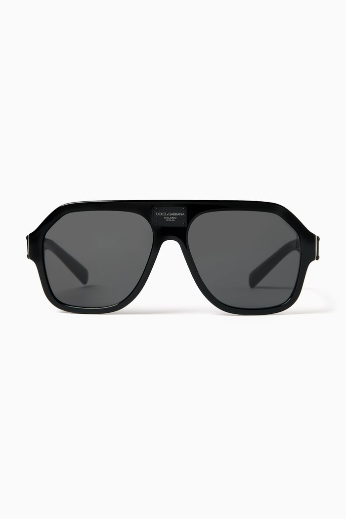 

Aviator Sunglasses in Acetate, Black