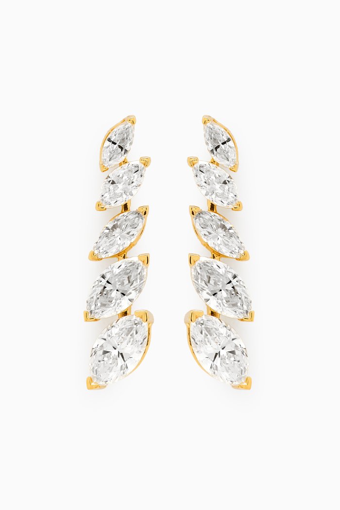

Marquise Diamond Drop Earrings in 18kt Yellow Gold, White