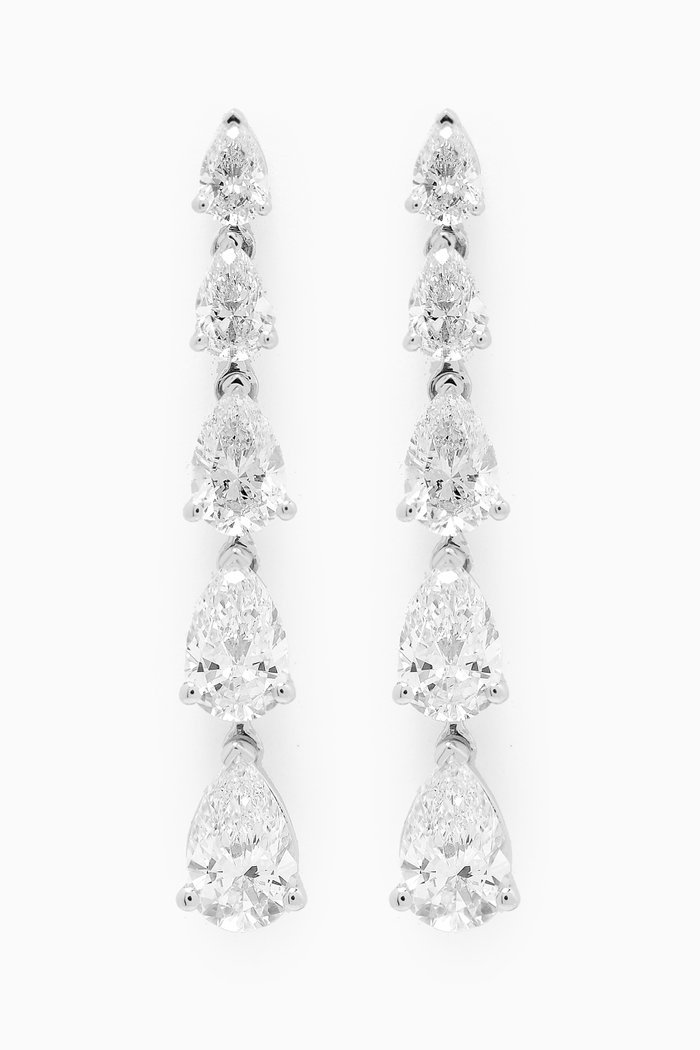

Pear Diamond Drop Earrings in 18kt White Gold