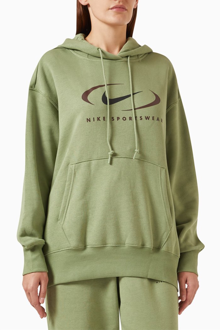 Sportswear Oversized Hoodie in Fleece, Green