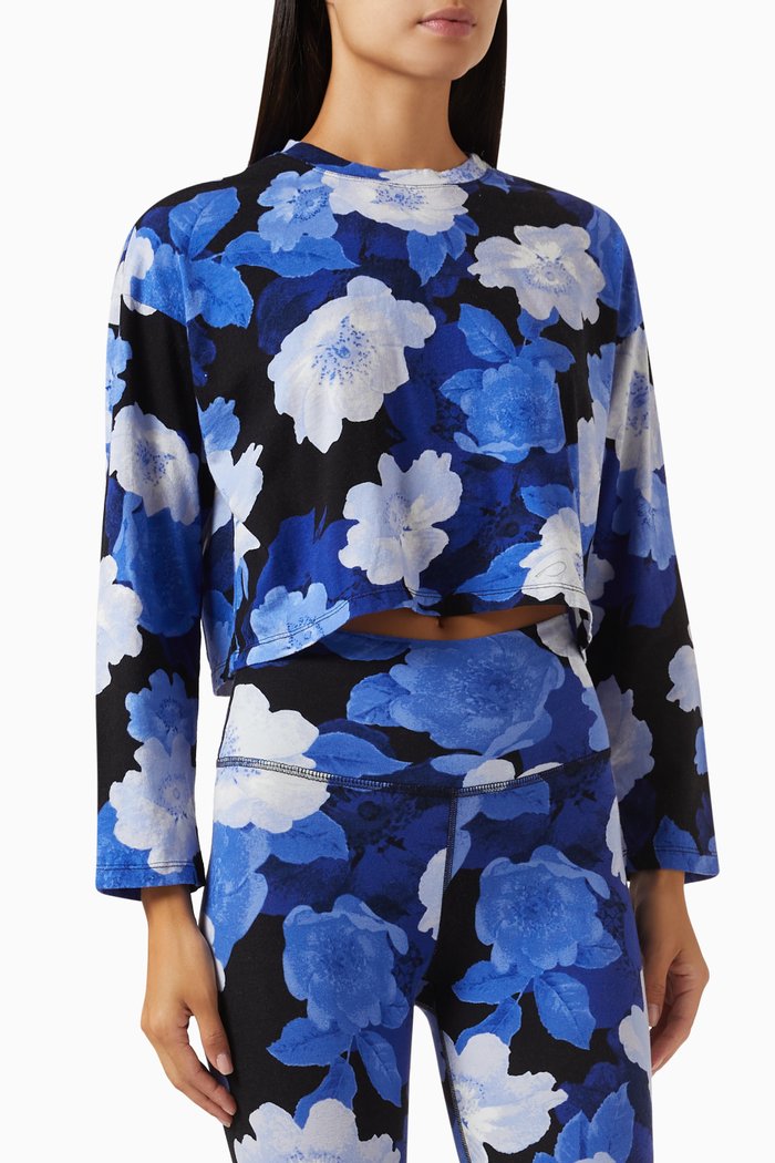 

Taryn Floral Cropped T-Shirt in Cotton, Multicolour