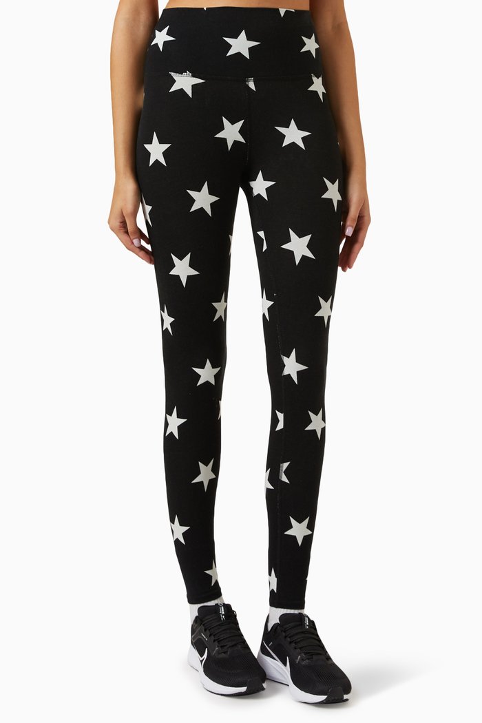 

Sunset Star Print Leggings in Cotton, Black