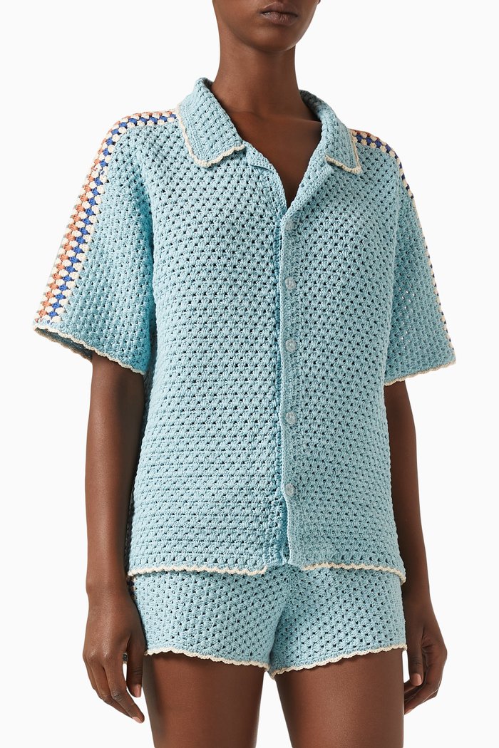 

Castillo Lovett Shirt in Crochet, Blue