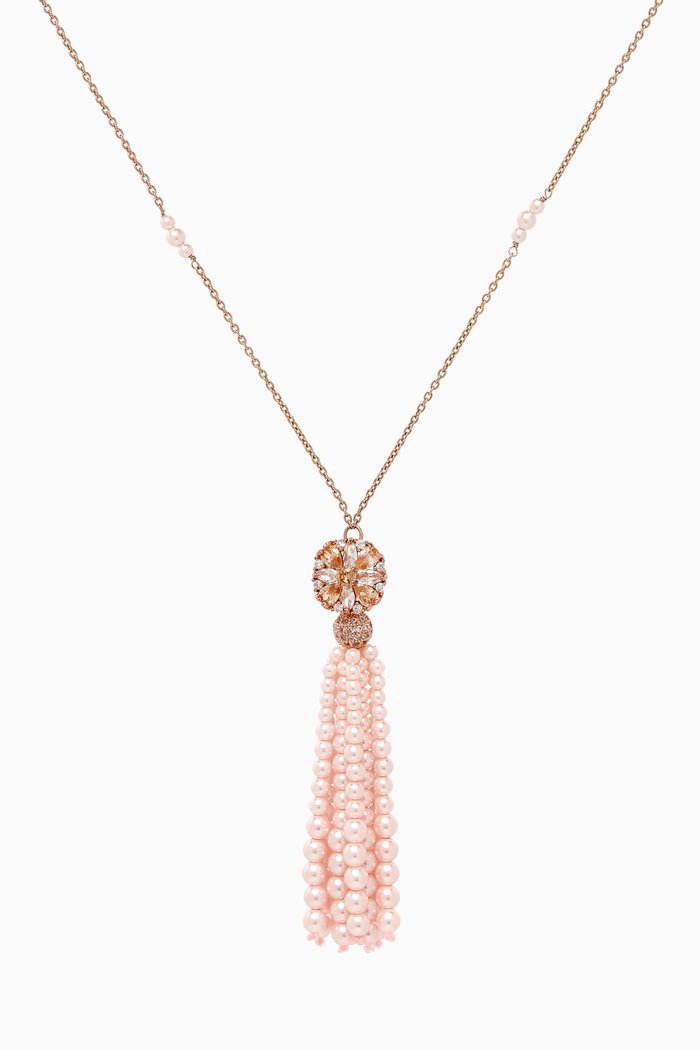 

Dahlia Pearl Tassel Necklace in 18kt Gold-plated Sterling Silver, Rose gold