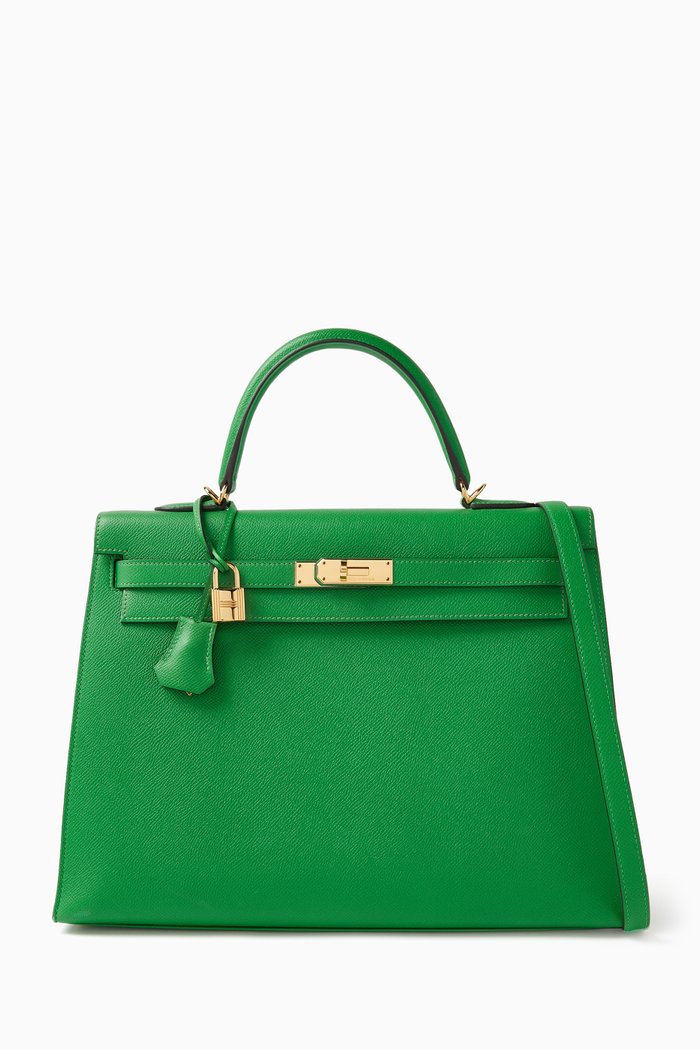 

Kelly 35 Sellier Bambou in Epsom Leather & Gold Hardware, Green