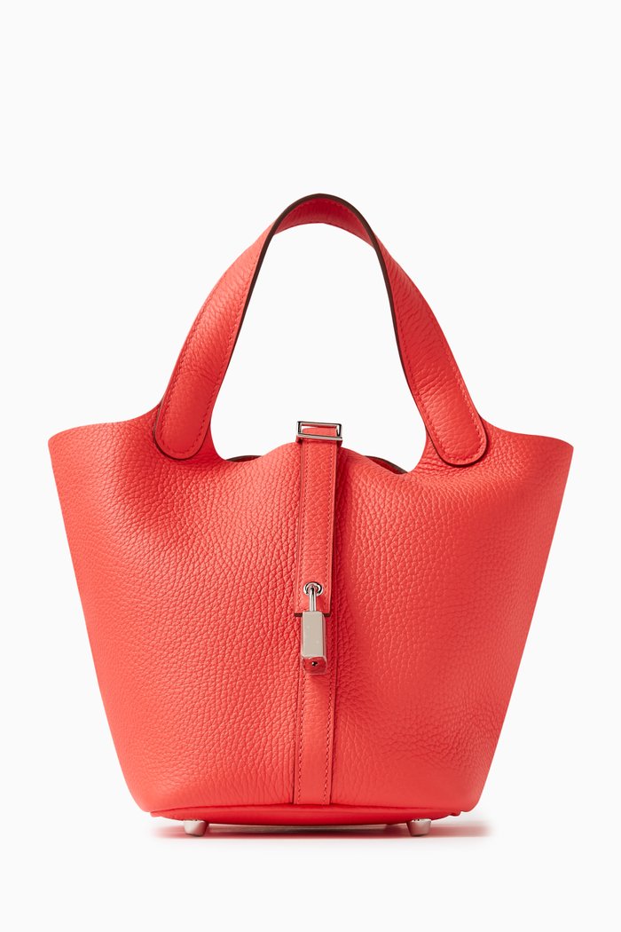 

Unused Picotin 18 Bag in Clemence Leather & Palladium Hardware, Red