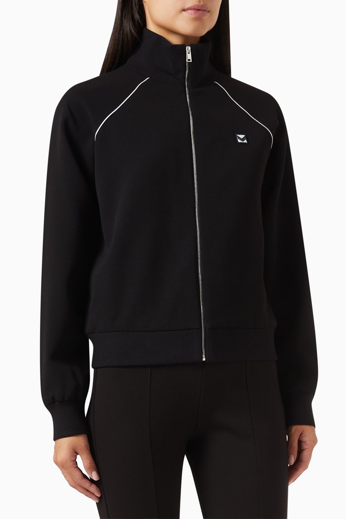 

Track Jacket in Bonded Crepe, Black