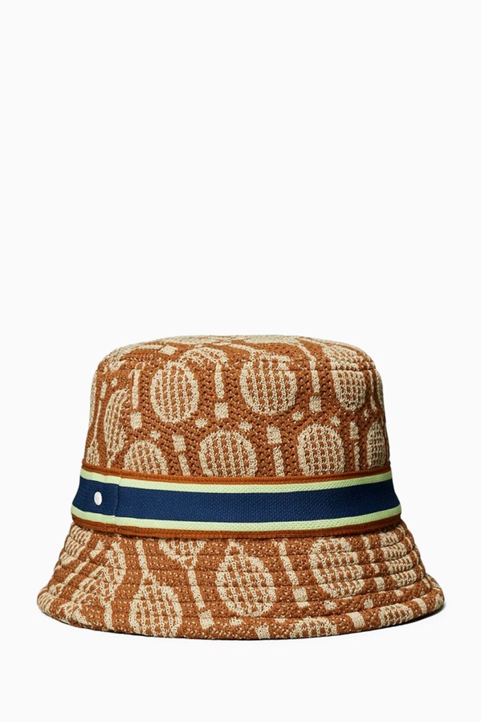 

Racquets Bucket Hat in Knit, Brown