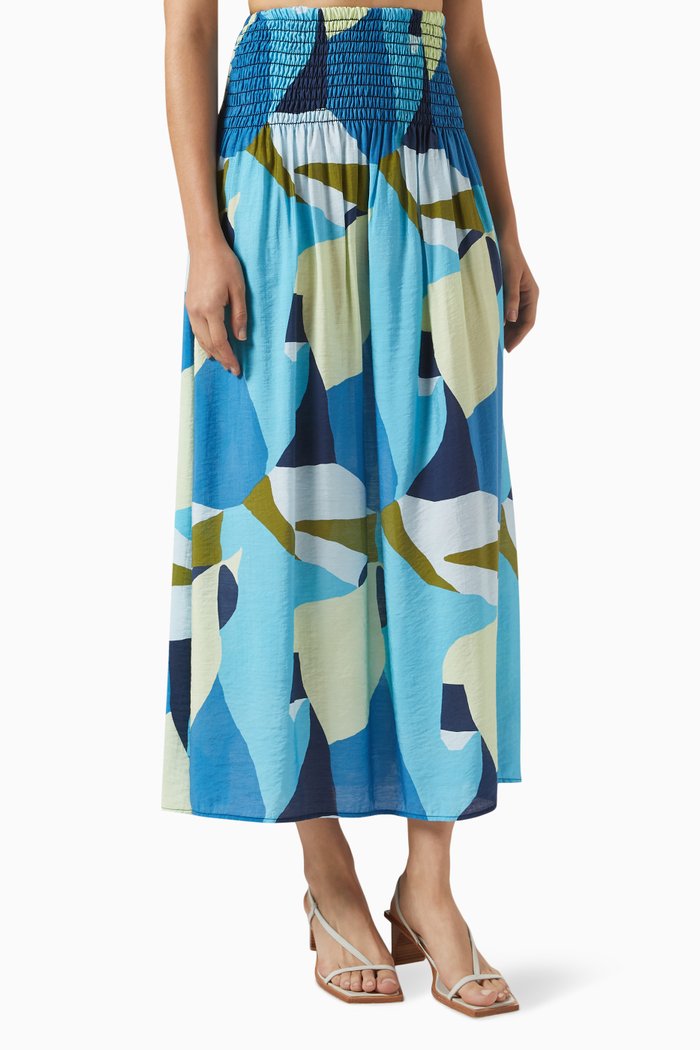 

Lily Paradise-print Maxi Skirt in Rayon-nylon, Blue