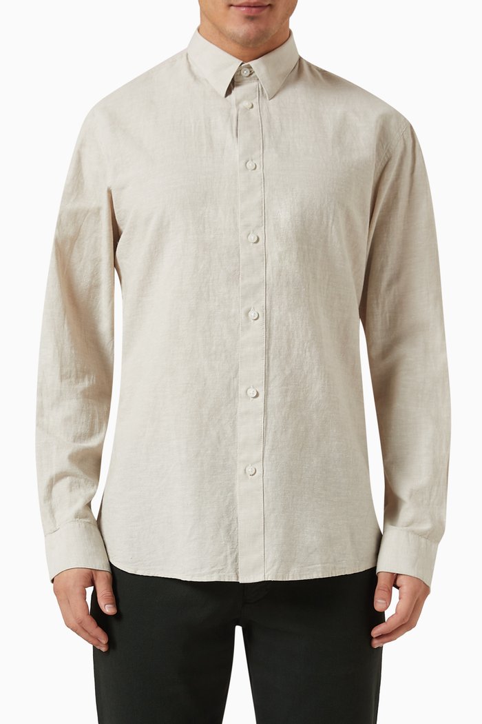 

Long-sleeve Shirt in Cotton-linen, Neutral