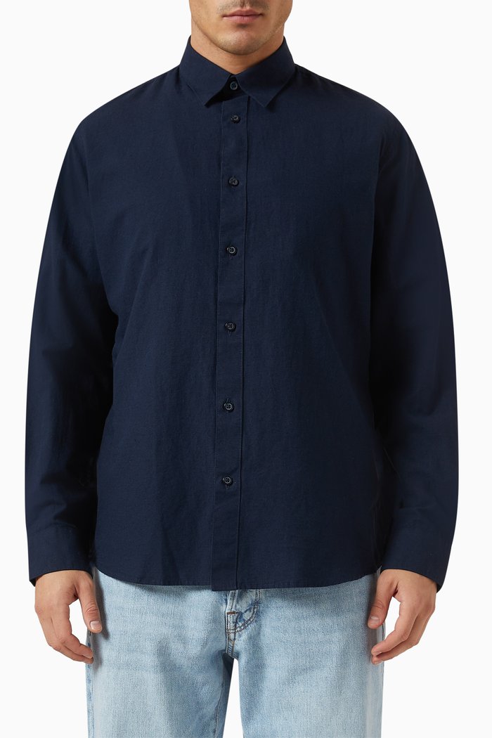 

Long-sleeve Shirt in Cotton-linen, Blue