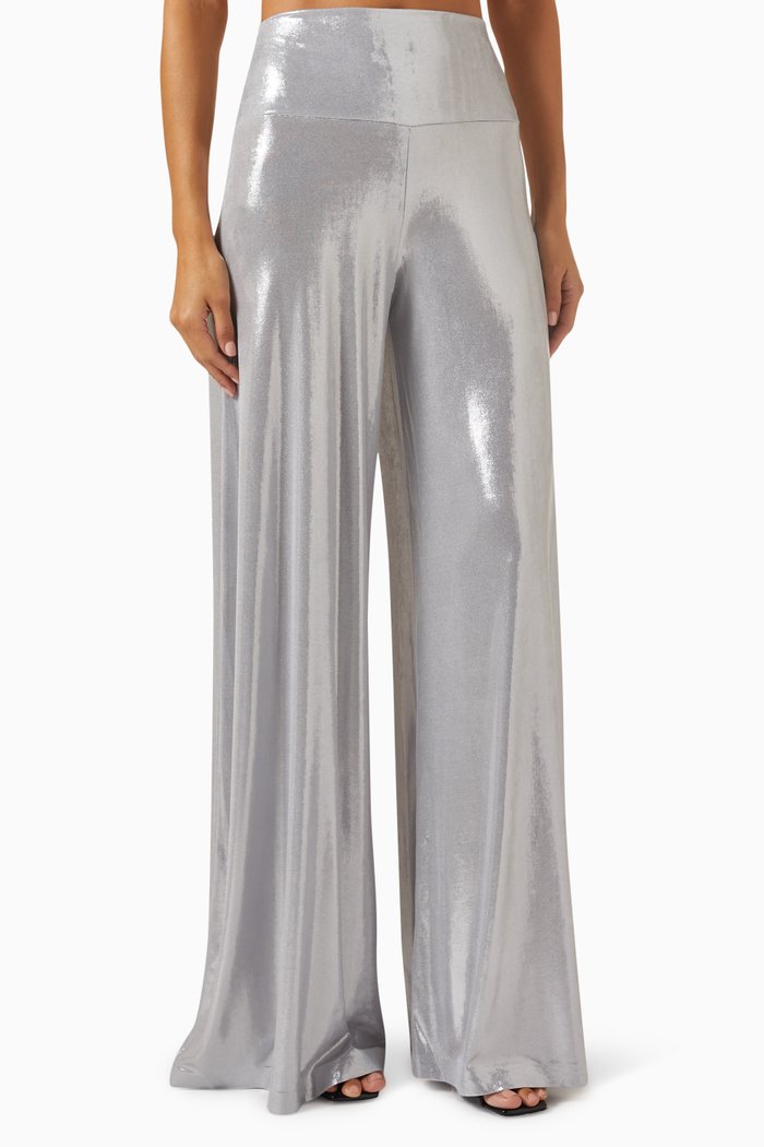 

Elephant Wide-leg Pants in Stretch Lamé, Silver