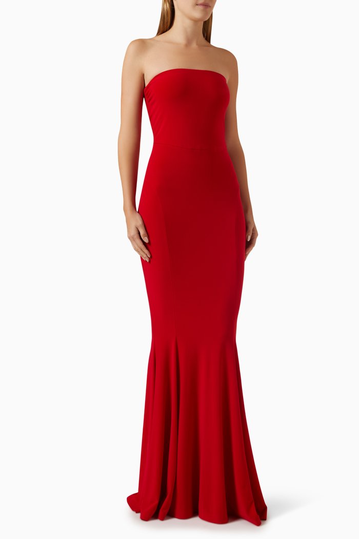 

Strapless Fishtail Gown in Poly-lycra, Red