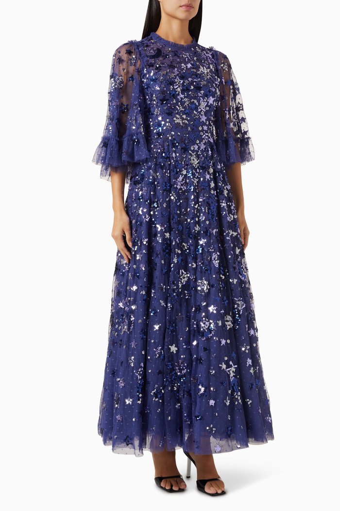 

Constellation Ankle Gown in Recycled Tulle, Blue