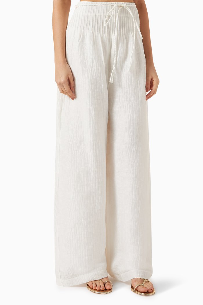 

Astrid Pants in Silk-Linen Blend, White