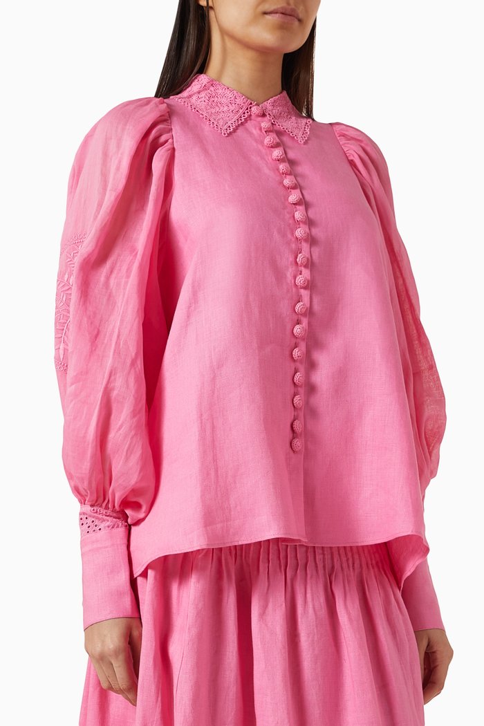 

Roxanna Shirt in Linen Ramie, Pink
