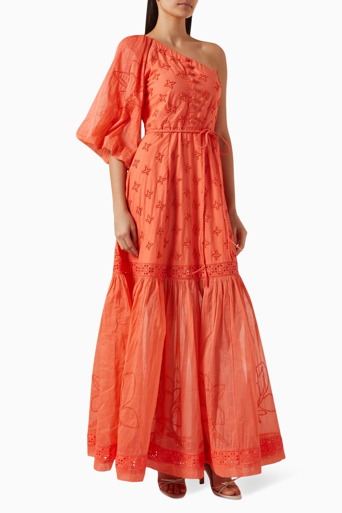 

Francine Bead Maxi Dress in Organic Cotton, Orange