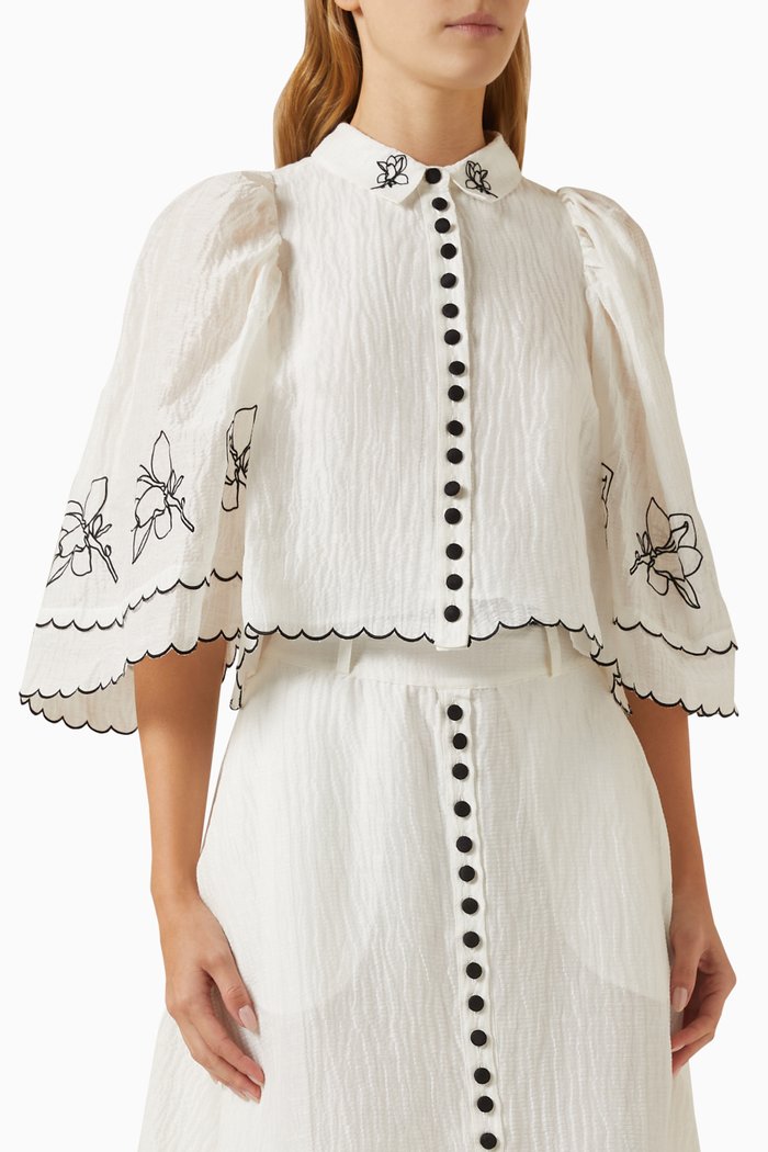 Gabriella Shirt in Silk Linen, Multicolour