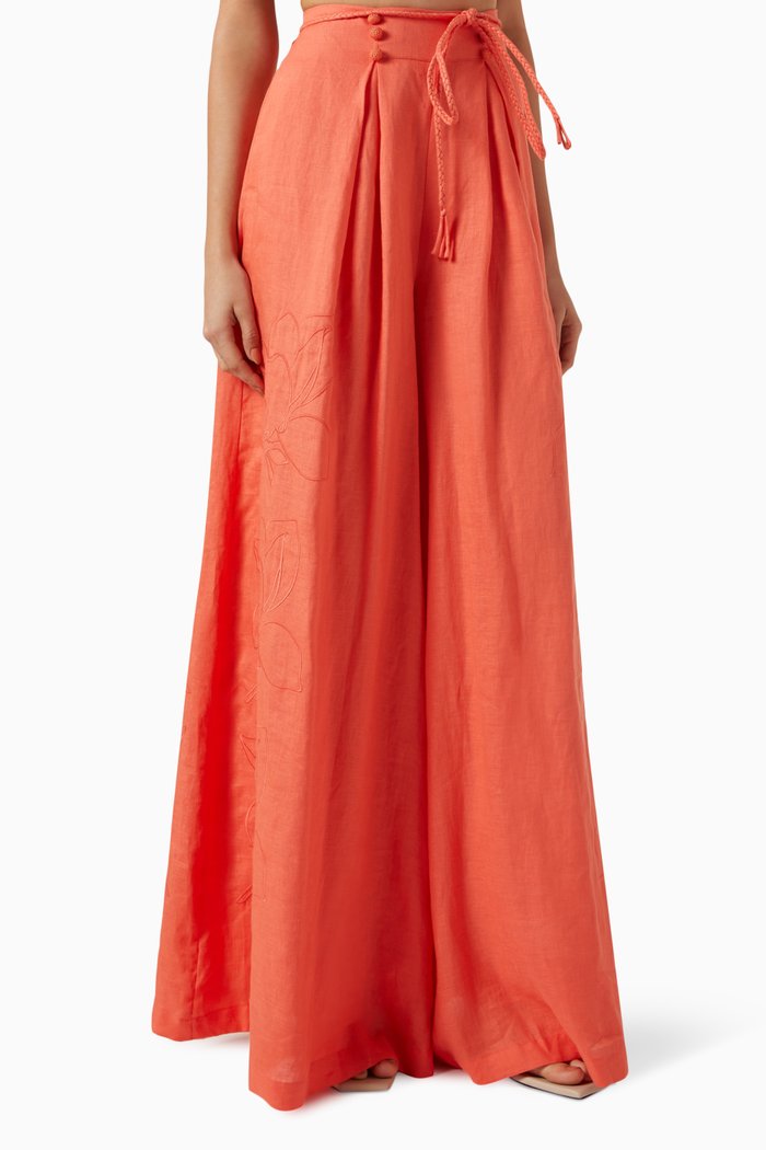 

Elaina Palazzo Pants in Linen, Orange