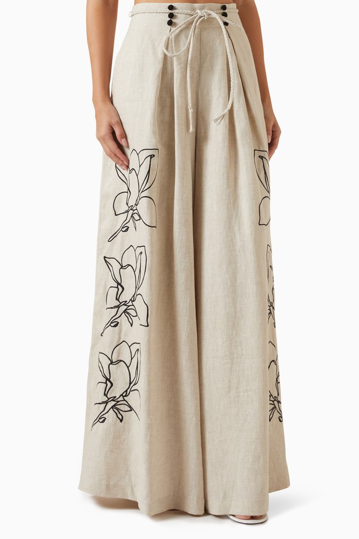 

Elaina Palazzo Pants in Linen, Black