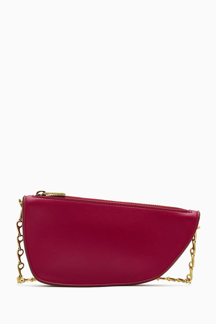 

Micro Shield Shoulder Bag in Leather, Purple