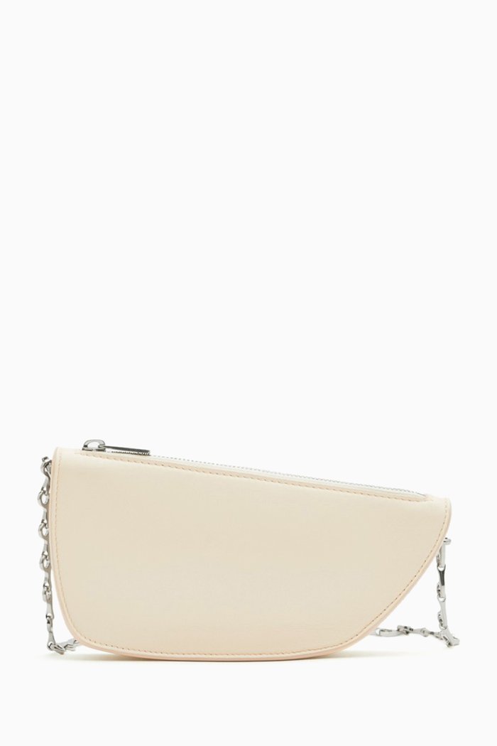 

Micro Shield Shoulder Bag in Leather, Neutral