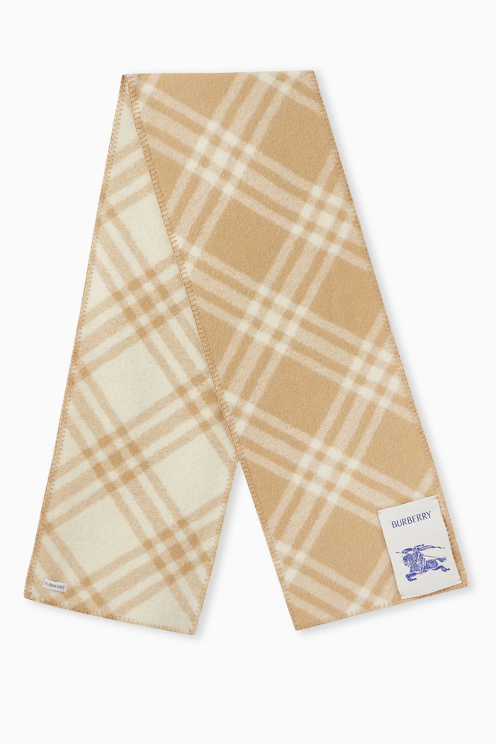 

Tri-bar Check Scarf in Wool, Neutral