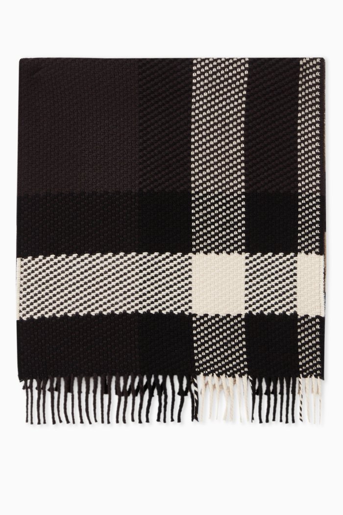 

Check Scarf in Wool, Grey