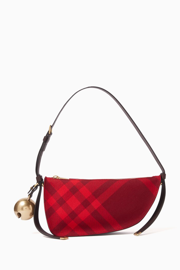 

Mini Shield Shoulder Bag in Wool & Leather, Purple