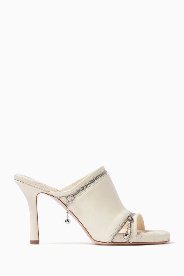 

Zip 85 Peep Sandals in Leather, White