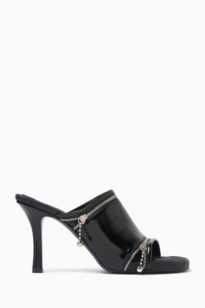 

Zip 85 Peep Sandals in Calskin, Black