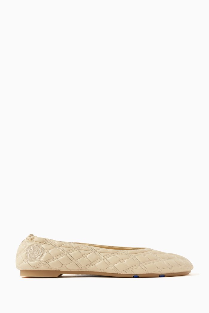 

Sadler Ballerina Flats in Leather, Neutral