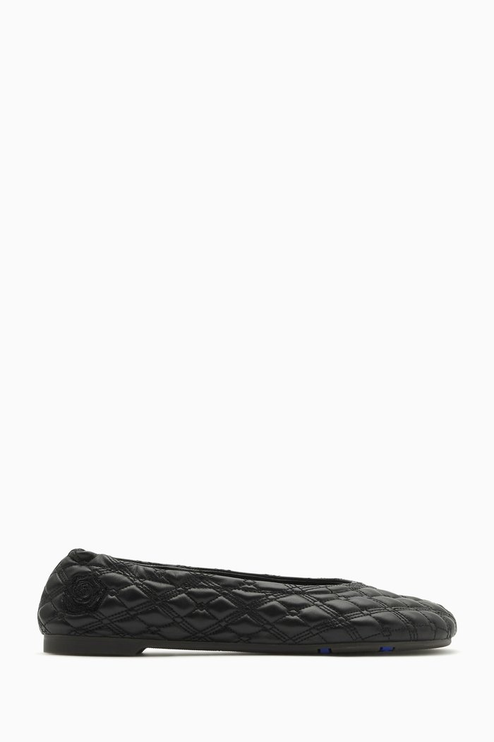 Sadler Ballerina Flats in Leather, Black
