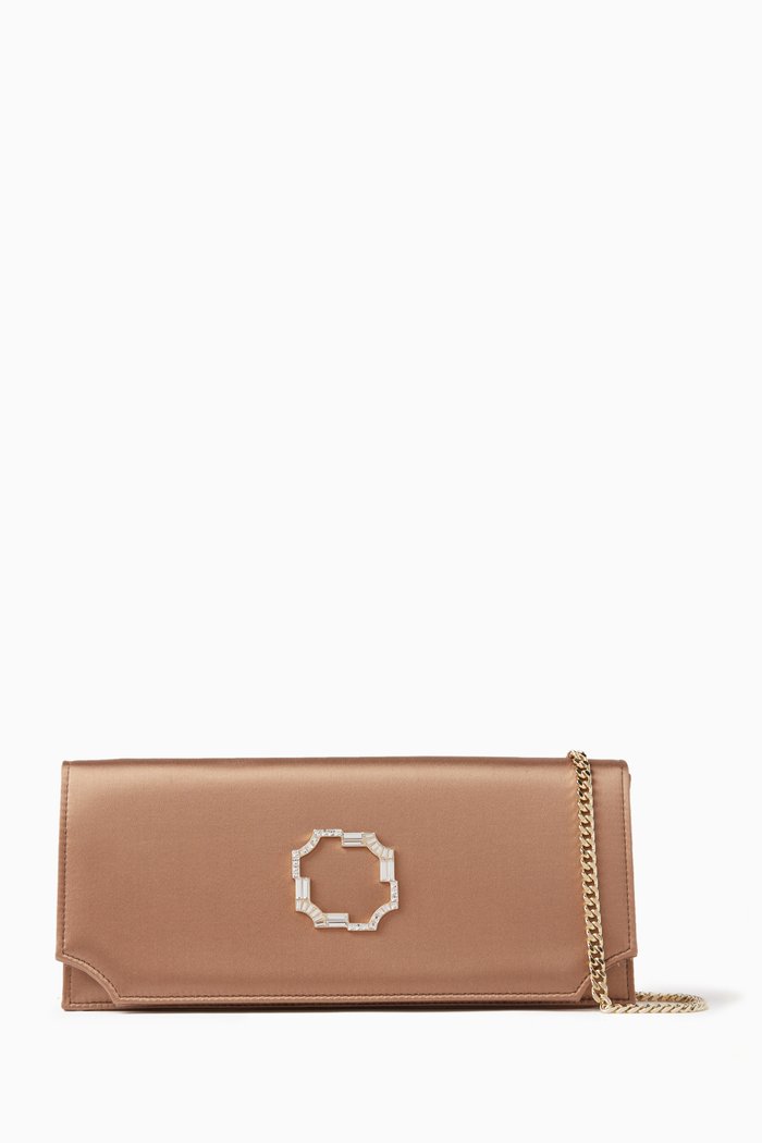 

Vivien Rectangle Clutch in Satin, Neutral