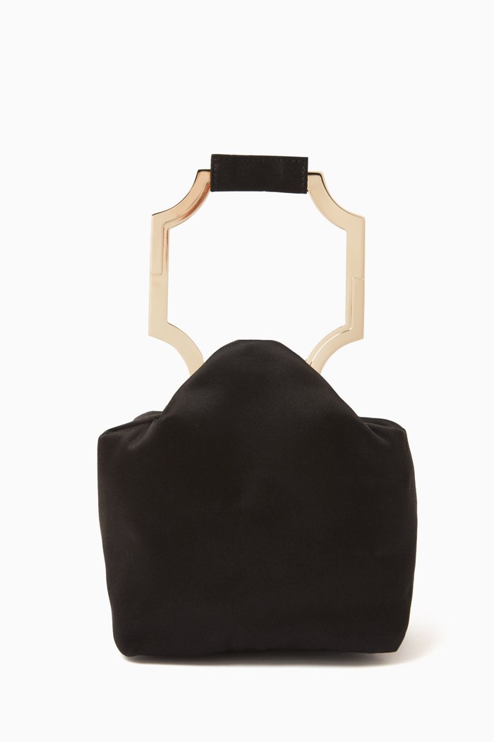 

Mini Ingrid Top-handle Bag in Satin, Black