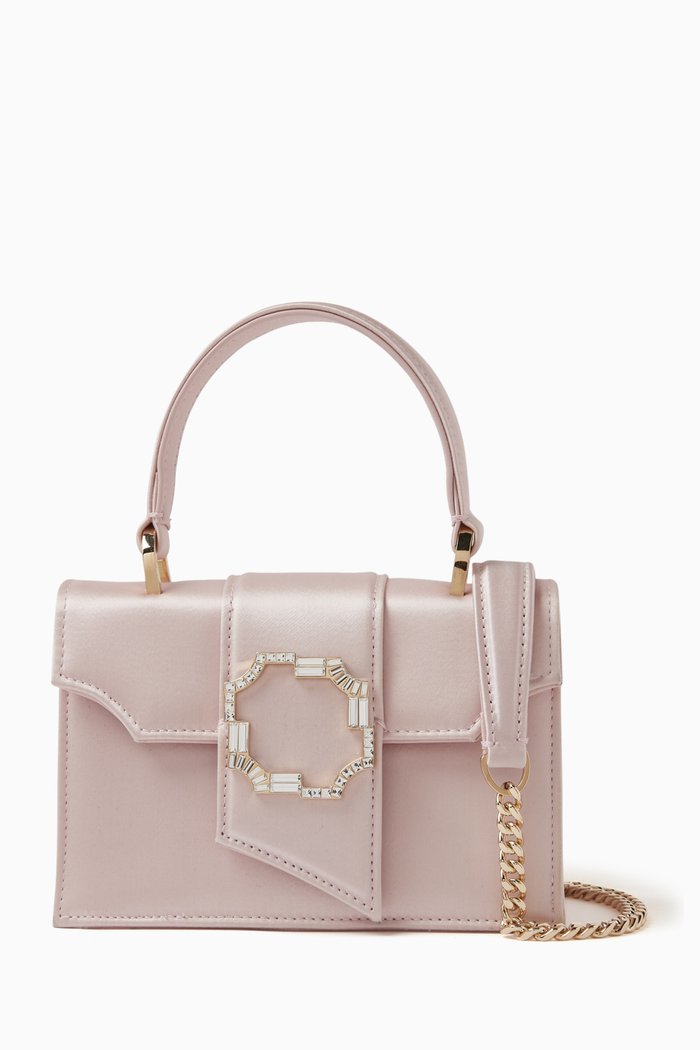 

Mini Audrey Top Handle Bag in Satin, Pink