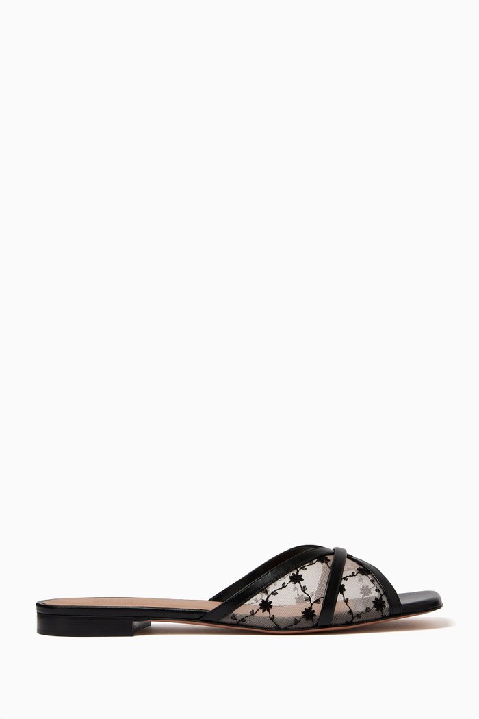 

Perla Flat Slides in Mesh, Pink