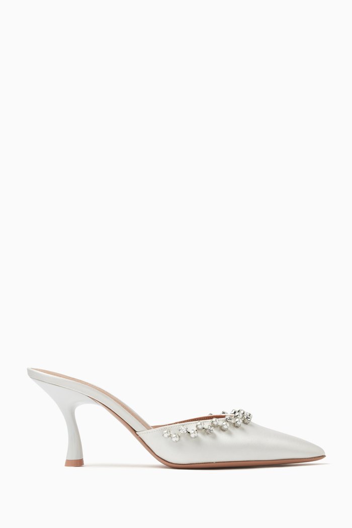 

Gwyn 70 Mules in Satin, White