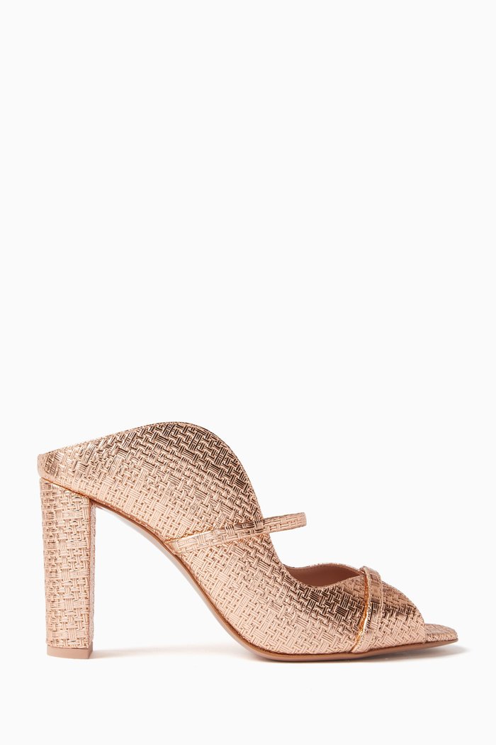 

Norah 85 Mules in Embossed Leather Wicker, Pink