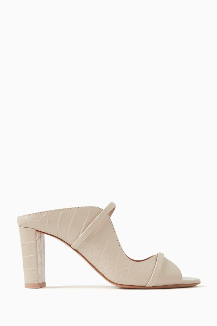 Norah 70 Mule Sandals in Croc-embossed Leather, Neutral