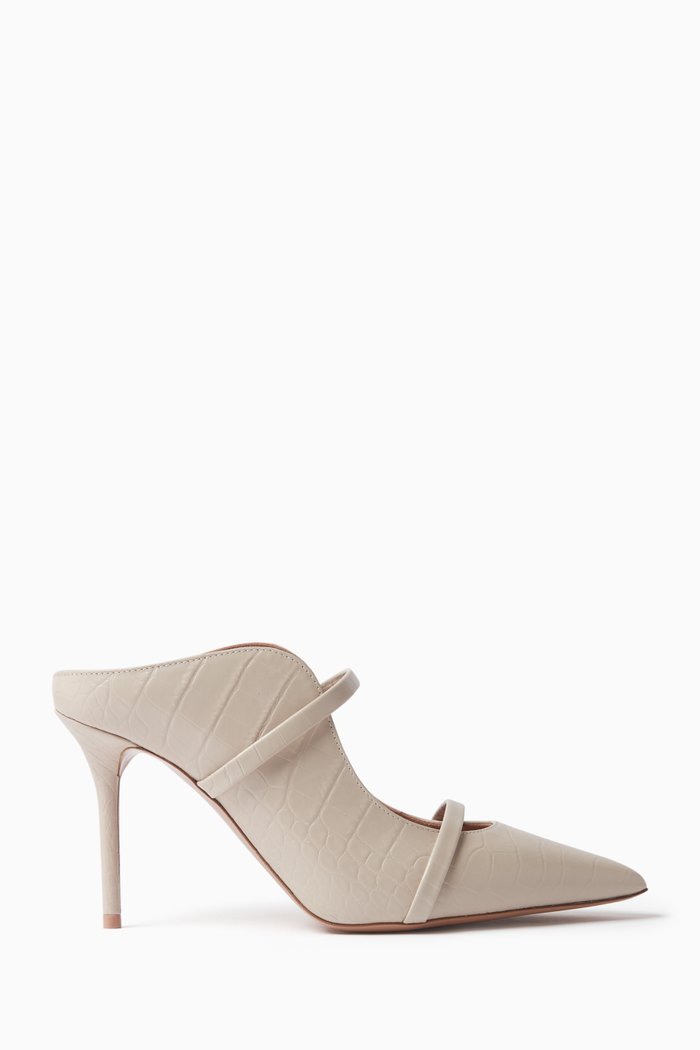 

Maureen 85 Mules in Croc-embossed Leather, Neutral