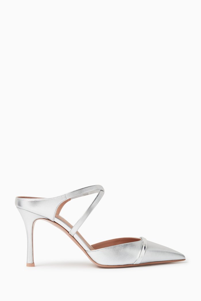 

Yoana 80 Mules in Metallic Nappa, Silver