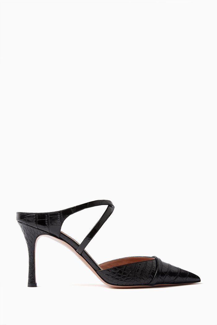 

Yoana 80 Mules in Croc-embossed Leather, Black
