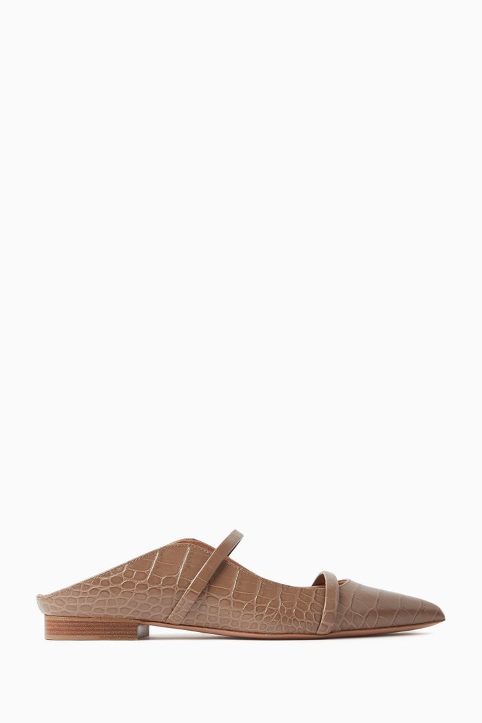 

Maureen Flats in Croc-embossed Leather, Brown